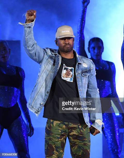 Shay Haley of N.E.R.D performs onstage during the 2018 iHeartRadio Music Awards which broadcasted live on TBS, TNT, and truTV at The Forum on March...
