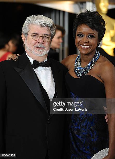 Director George Lucas and Mellody Hobson attend the Academy Of Motion Pictures And Sciences' 2009 Governors Awards Gala at the Grand Ballroom at...