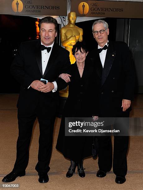 Actor Alec Baldwin, Mary Jo Deschanel and Director Caleb Deschanel arrive at the Academy of Motion Picture Arts and Sciences' Inaugural Governors...