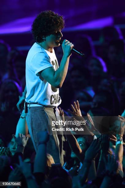 Charlie Puth performs onstage during the 2018 iHeartRadio Music Awards which broadcasted live on TBS, TNT, and truTV at The Forum on March 11, 2018...