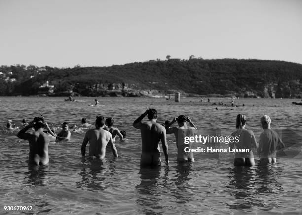 Swimmers take part in the 2018 Sydney Skinny on March 11, 2018 in Sydney, Australia. The annual nude swim event encourages swimmer to raise money for...