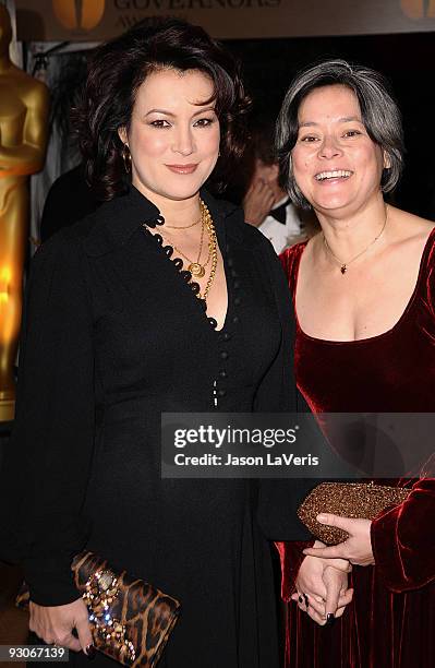 Actresses Jennifer Tilly and Meg Tilly attend the Academy Of Motion Pictures And Sciences' 2009 Governors Awards Gala at the Grand Ballroom at...