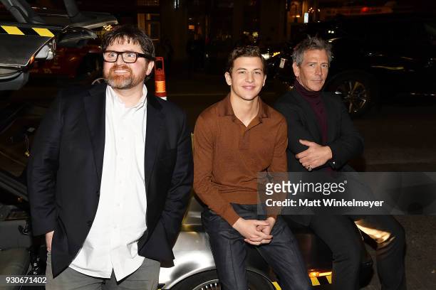 Ernest Cline, Tye Sheridan and Ben Mendelsohn attend "Ready Player One" Premiere 2018 SXSW Conference and Festivals at Paramount Theatre on March 11,...