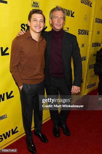 Tye Sheridan and Ben Mendelsohn attend "Ready Player One" Premiere 2018 SXSW Conference and Festivals at Paramount Theatre on March 11, 2018 in...