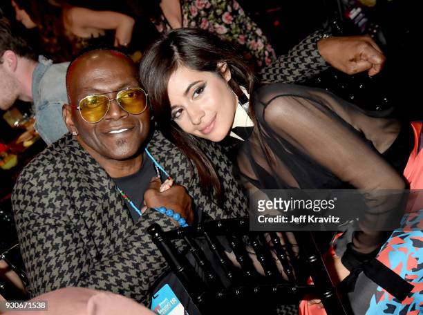 Randy Jackson and Camila Cabello pose during the 2018 iHeartRadio Music Awards which broadcasted live on TBS, TNT, and truTV at The Forum on March...