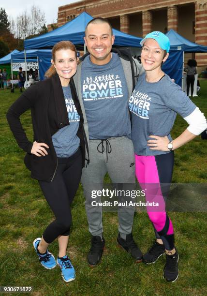 JoAnna Garcia Swisher, Nick Swisher and Erin Cummings attend the "Power Of Tower" run/walk at UCLA on March 11, 2018 in Los Angeles, California.