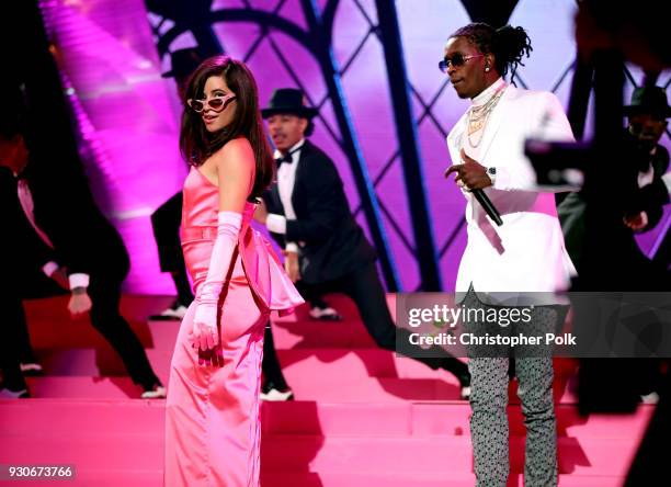 Camila Cabello performs onstage during the 2018 iHeartRadio Music Awards which broadcasted live on TBS, TNT, and truTV at The Forum on March 11, 2018...