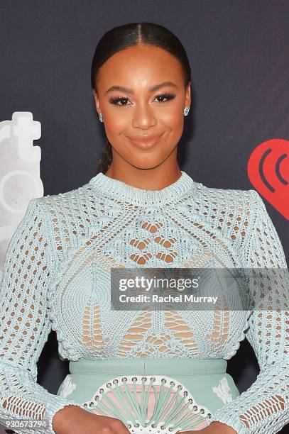 Nia Sioux arrives at the 2018 iHeartRadio Music Awards which broadcasted live on TBS, TNT, and truTV at The Forum on March 11, 2018 in Inglewood,...