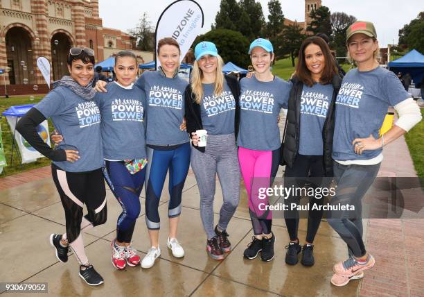 Carly Hughes; Toni Trucks, Scottie Thompson; Brooke Ansley, Erin Cummings, Lesley Ann Brandt and Zoe Bell attends the "Power Of Tower" run/walk at...