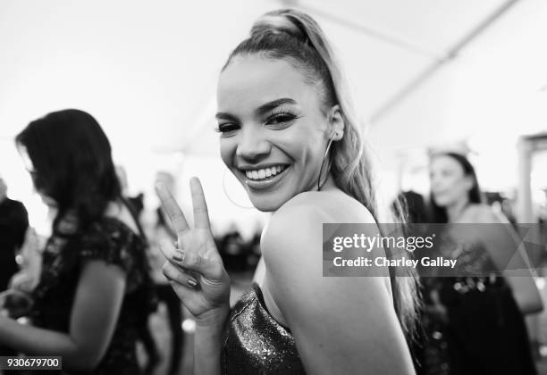 Leslie Grace attends the 2018 iHeartRadio Music Awards which broadcasted live on TBS, TNT, and truTV at The Forum on March 11, 2018 in Inglewood,...