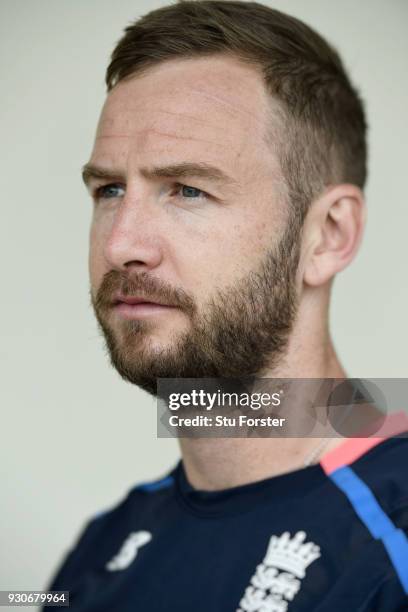 England batsman Mark Stoneman pictured during England nets ahead of their first warm up match at Seddon Park on March 12, 2018 in Hamilton, New...