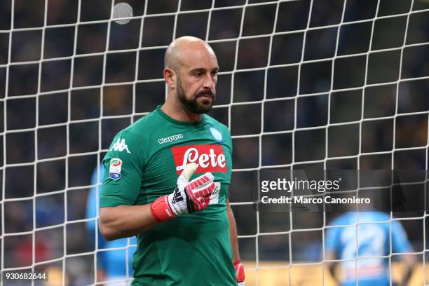 Pepe Reina of Ssc Napoli during the Serie A football match between Fc Internazionale and Ssc Napoli. The final score was 0-0.