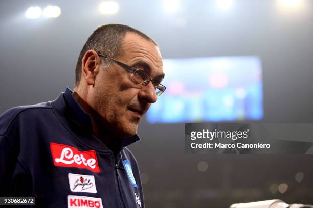 Maurizio Sarri, head coach of Ssc Napoli, looks on before the Serie A football match between Fc Internazionale and Ssc Napoli. The final score was...