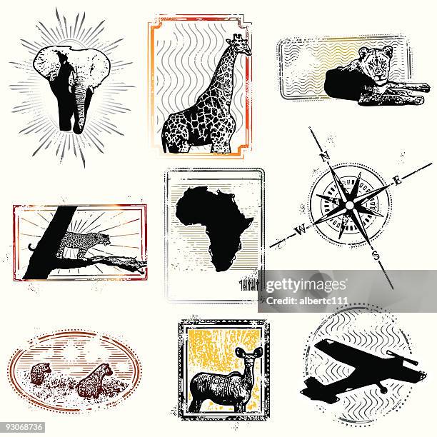 stockillustraties, clipart, cartoons en iconen met these stamps of freedom are all i ever had... - safari animals