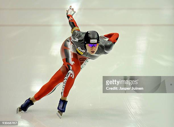 Christine Nesbitt of Canada on her way to clock the fastest time in the 1000m race during the Essent ISU speed skating World Cup at the Thialf...