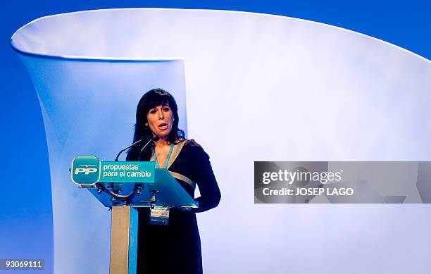 The president of the opposition Catalan Popular Party , Alicia Sanchez Camacho, during the last day of the PP national convention on November 15,...