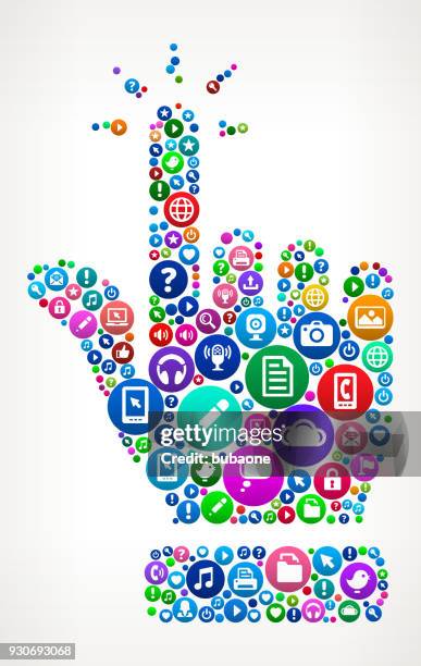 tip of the fingers internet communication technology icon pattern - sharing earbuds stock illustrations