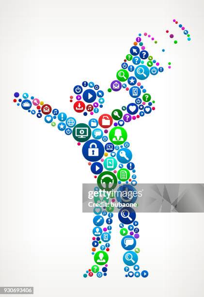 megaphone protest internet communication technology icon pattern - software demo stock illustrations