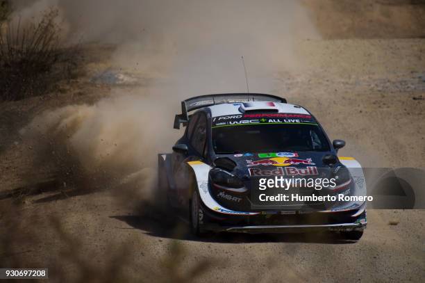 Sebastien Ogier from France and Julien Ingrassia from France compete in their M-Sport Ford WRT Ford Fiesta WRC during Day Two of the WRC Mexico on...