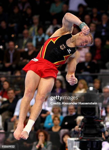 Fabian Hambuechen of Germany competes at the floor during the Champions Trophy 2009 at the Porsche Arena on November 15, 2009 in Stuttgart, Germany.