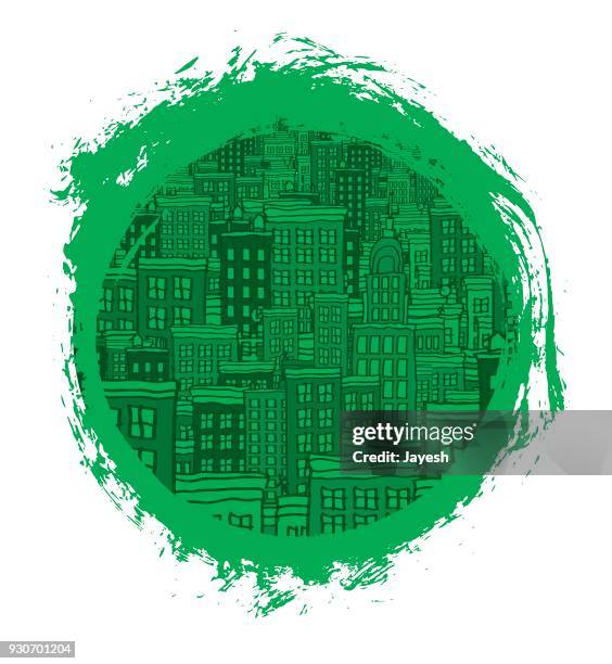 cityscape vector illustration - urban sprawl stock illustrations