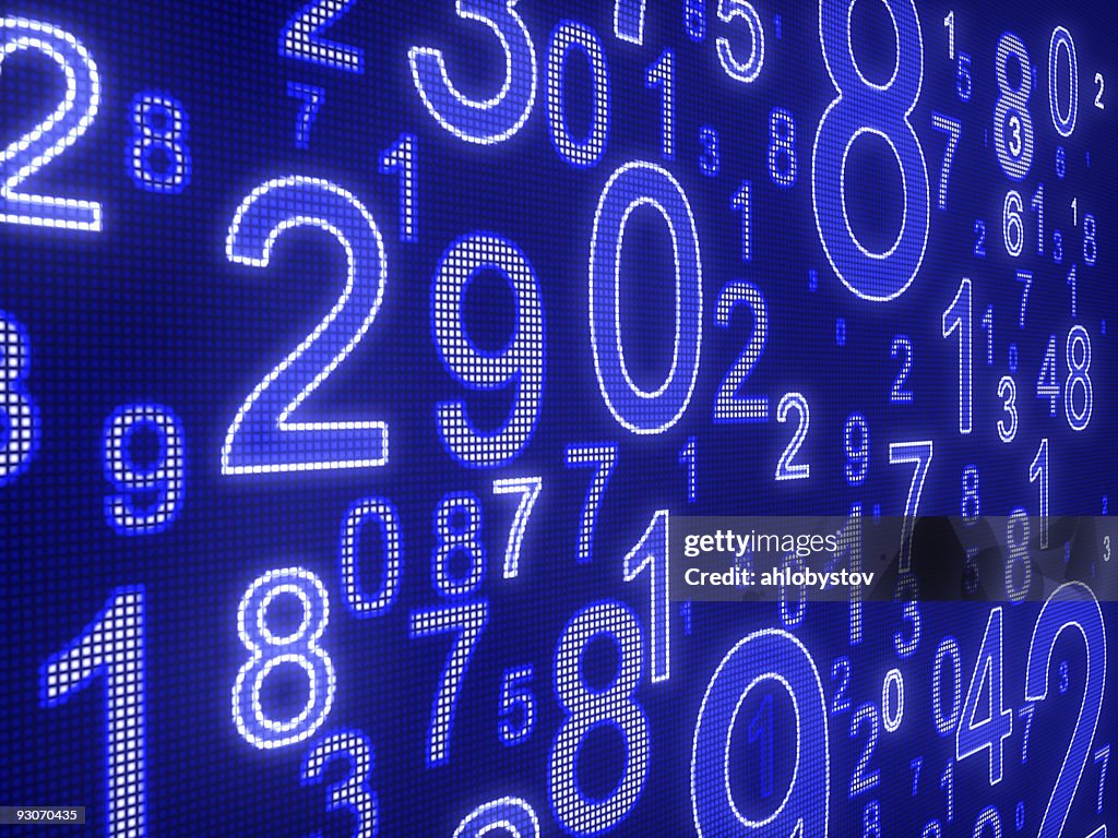 Digital display in blue featuring numbers
