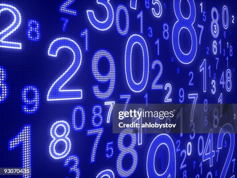 Digital display in blue featuring numbers Digital display in blue featuring numbers