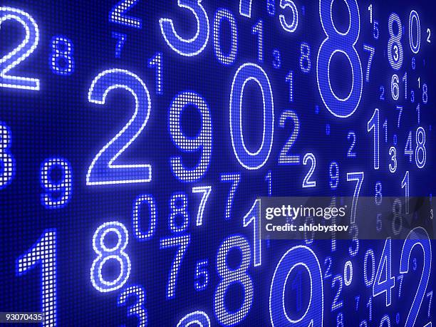 digital display in blue featuring numbers - number stock pictures, royalty-free photos & images