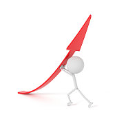 People uplift the arrow with success concept. 3D rendering.