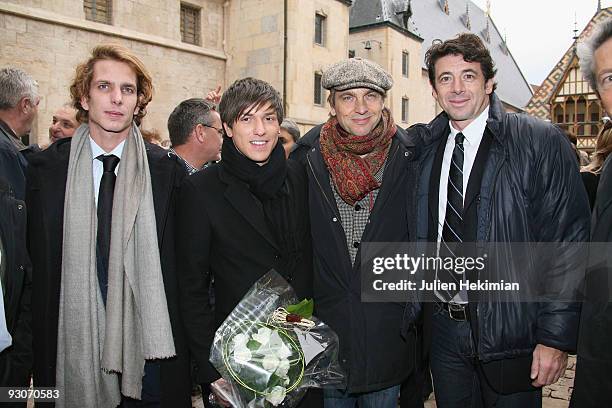 Andrea Casiraghi, Quentin Mosimann, Didier Gustin and Patrick Bruel attend the annual wine auction at Hospices de Beaune on November 15, 2009 in...