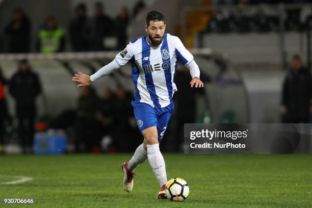 Porto's Brazilian defender Felipe in action during the Premier League 2017/18 match between Pacos Ferreira and FC Porto, at Mata Real Stadium in...