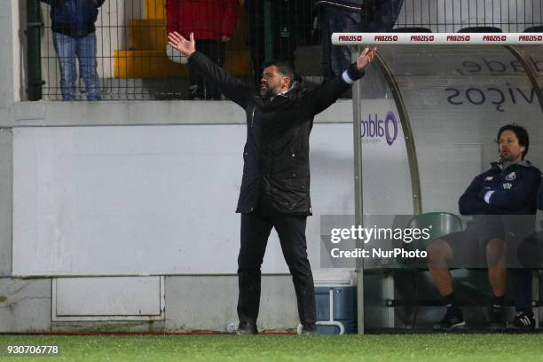 Porto's Portuguese head coach Sergio Conceicao during the Premier League 2017/18 match between Pacos Ferreira and FC Porto, at Mata Real Stadium in...