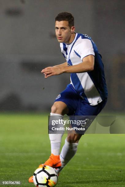 Porto's Portuguese defender Diogo Dalot in action during the Premier League 2017/18 match between Pacos Ferreira and FC Porto, at Mata Real Stadium...