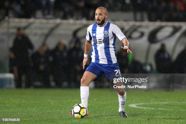 Porto's Portuguese midfielder Andre Andre in action during the Premier League 2017/18 match between Pacos Ferreira and FC Porto, at Mata Real Stadium...