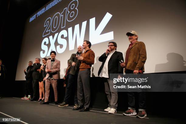 Director of SXSW Film Janet Pierson, Steven Spielberg, Olivia Cooke, Lena Waithe, Win Morisaki, Philip Zhao, Ben Mendelsohn, Zak Penn, Tye Sheridan...