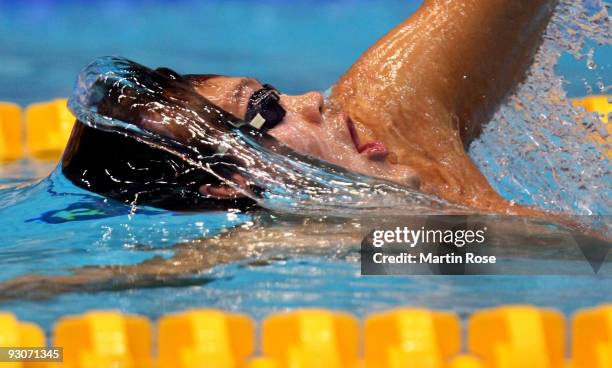 Arkady Vyatchanin of Russia competes during the men's 200m backstroke final during day two of the FINA/ARENA Swimming World Cup on November 15, 2009...