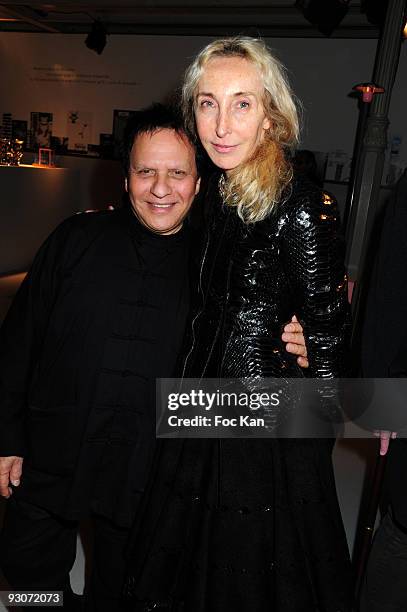 Fashion designer Azzedine Alaia and Franca Sozzani from Italian Vogue attend the Memphis Blue Design Exhibition Wednesday at the Azzedine Alaia...