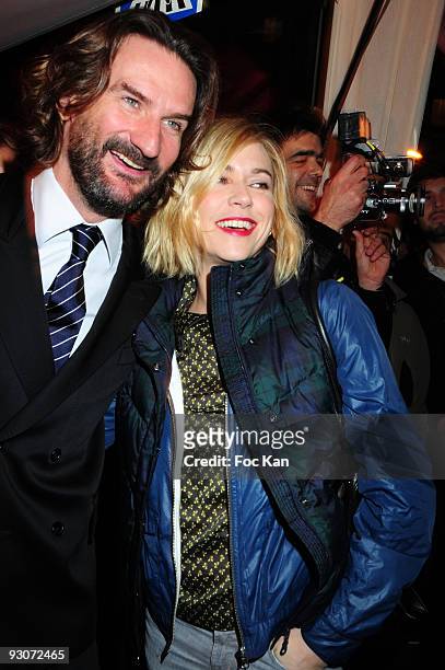 Host/writer Frederic Beigbeder and actress Marie-Josee Croze attend the Prix de Flore 2009 Literary Awards Cocktail Party at the Cafe de Flore on...