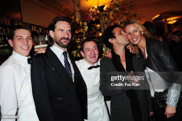 Host/writer Frederic Beigbeder , Public Relations Gerald Cohen , waiters and a guest attend the Prix de Flore 2009 Literary Awards Cocktail Party at...