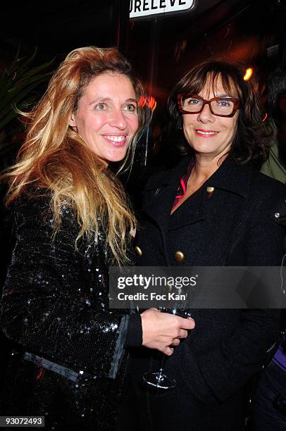 Caroline Chretiennot from the Prix de Flore and photographer Sophie Calle attend the Prix de Flore 2009 Literary Awards Cocktail Party at the Cafe de...