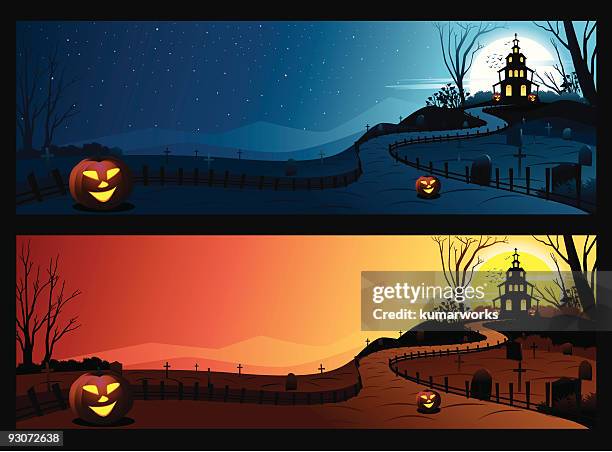 halloween banner/background - candlelight stock illustrations
