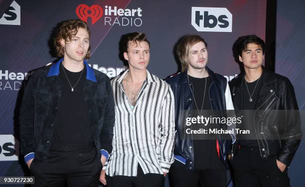 Seconds of Summer arrives to the 2018 iHeartRadio Music Awards held at The Forum on March 11, 2018 in Inglewood, California.