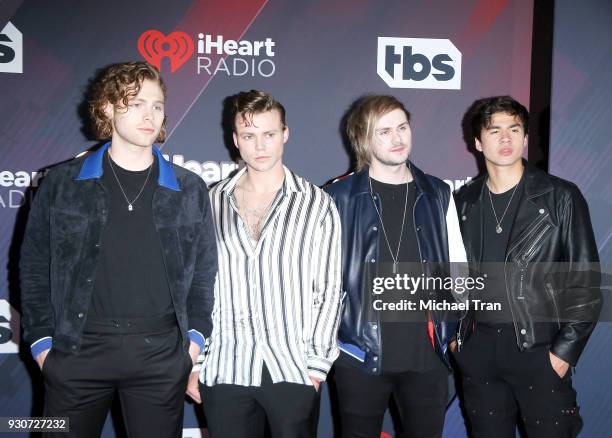 Seconds of Summer arrives to the 2018 iHeartRadio Music Awards held at The Forum on March 11, 2018 in Inglewood, California.