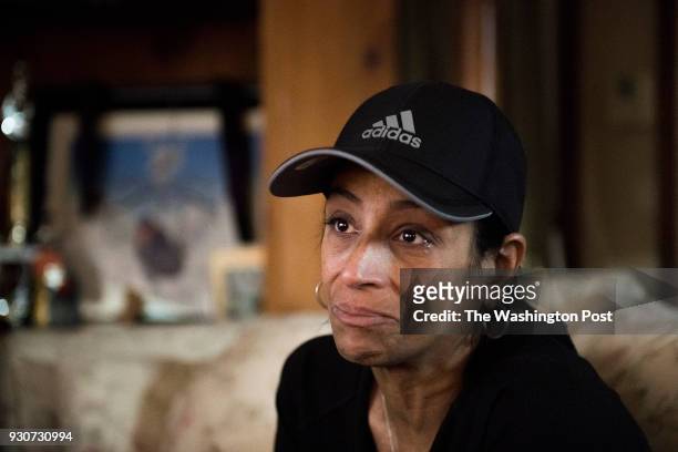 Evelyn Rodriguez gets emotional talking about the murder of her daughter, Kayla Cuevas during an interview on February 16, 2018 in Brentwood, NY....