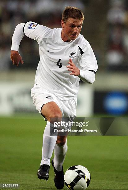 Ben Sigmund of the All Whites attacks during the FIFA World Cup Asian Qualifying match between New Zealand and Bahrain at Westpac Stadium on November...