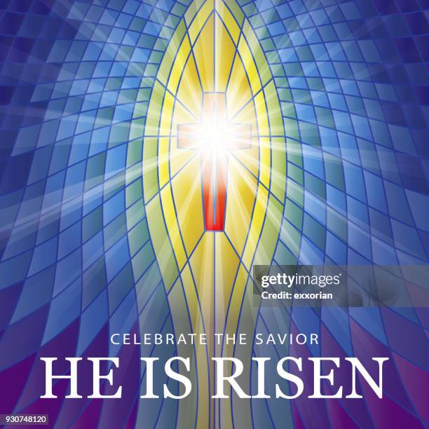 ilustraciones, imágenes clip art, dibujos animados e iconos de stock de vidrio ha resucitado - he is risen