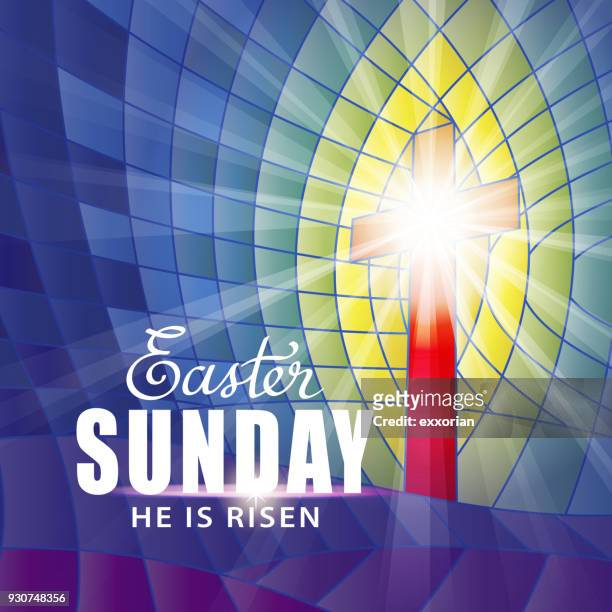 stained glass easter sunday - easter sunday stock illustrations