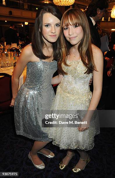 Faryl Smith and Olivia Aaron attend the Variety Club Showbiz Awards, at the Grosvenor House, on November 15, 2009 in London, England.