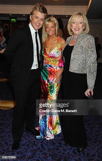 Jonathan Ansell and Debbie King with Clarie Horton attend the Variety Club Showbiz Awards, at the Grosvenor House, on November 15, 2009 in London,...
