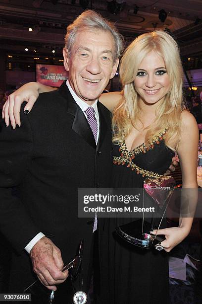 Sir Ian McKellen and Pixie Lott attend the Variety Club Showbiz Awards at the Grosvenor House on November 15, 2009 in London, England.